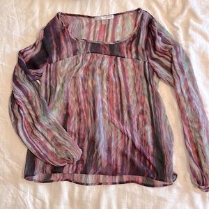 Love21 purple pink grey sheer blouse small